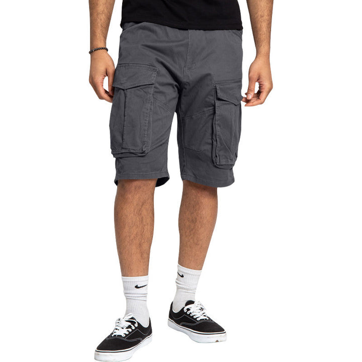 Men's cargo shorts with large flap pockets, straight leg, and loose knee length StylebySassy