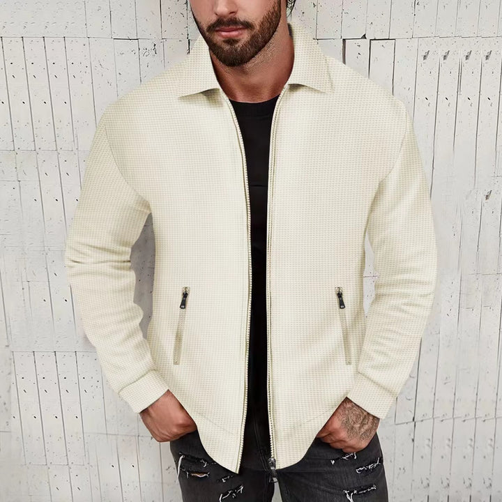 Men's nano structured shirt jacket with shirt collar two-way zipper and zippered pockets StylebySassy