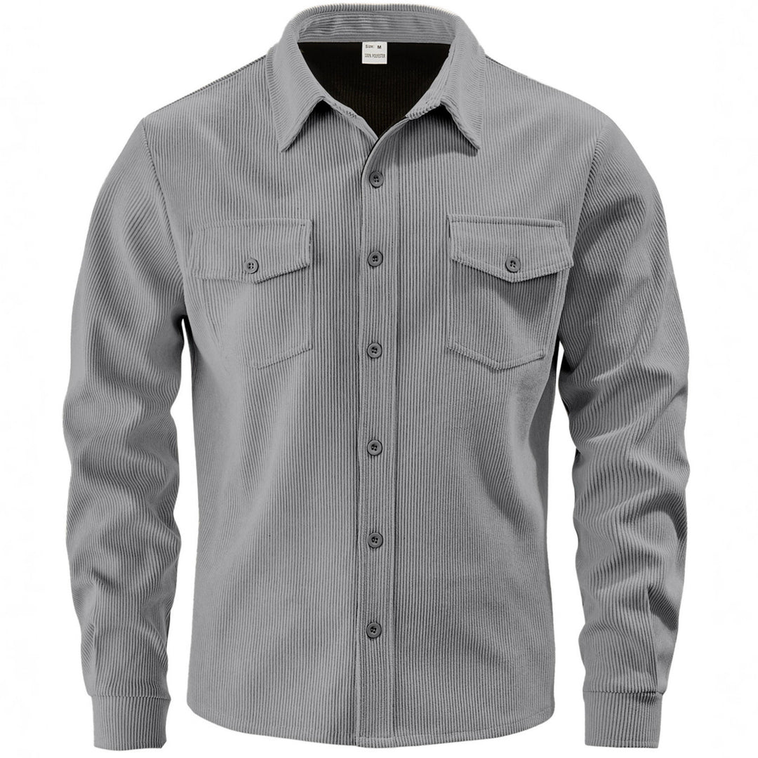 Men's cord jacket in the classic work jacket style with snap buttons and chest pockets StylebySassy