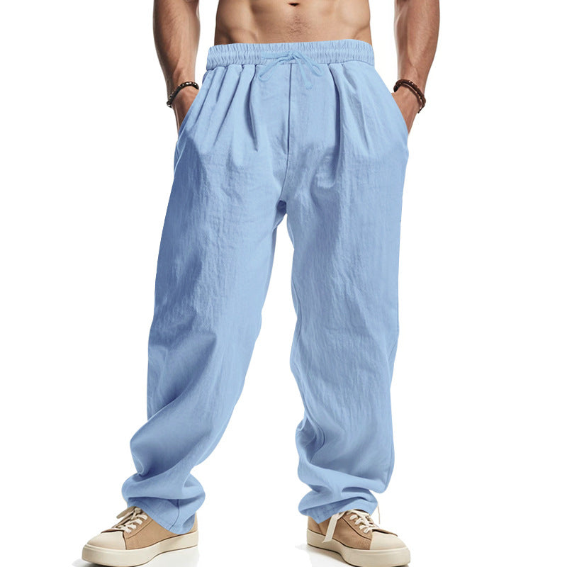 Men's loose leisure pants with elastic waistband, drawstring, and deep side pockets StylebySassy