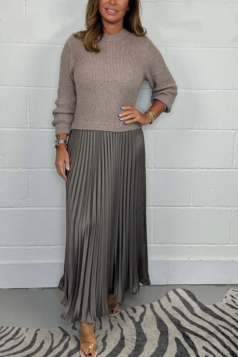 Women's nan pleated maxi skirt with elastic comfort waistband and softly falling pleats StylebySassy