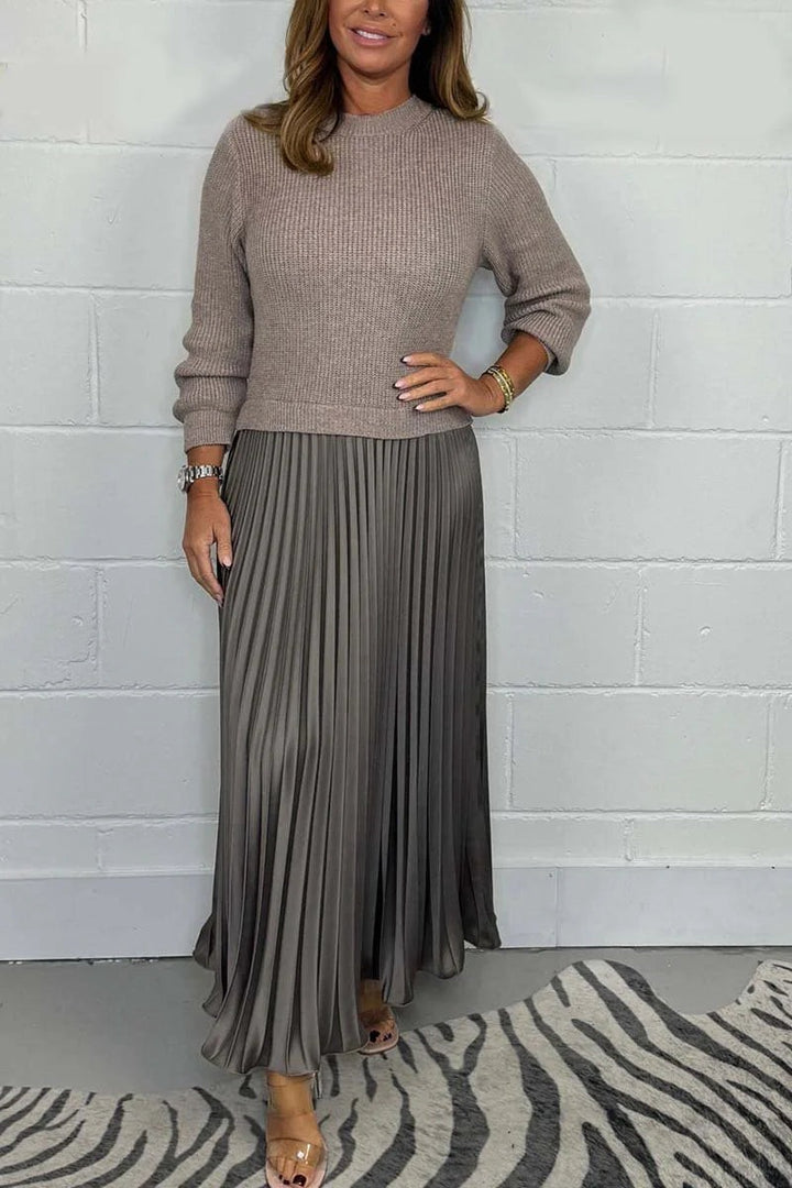 Women's nan pleated maxi skirt with elastic comfort waistband and softly falling pleats StylebySassy