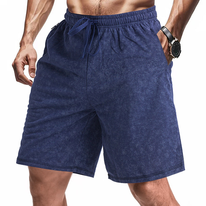 Men's lightly fitted terry shorts with elastic waistband, drawstring and side pockets StylebySassy