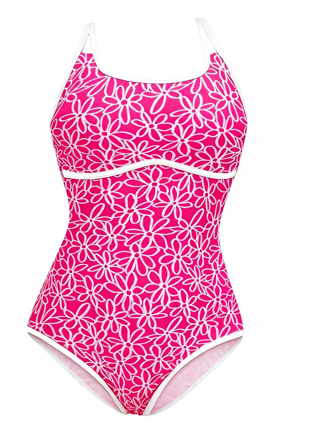 Women's Sporty One-Piece Swimsuit with Floral Pattern StylebySassy