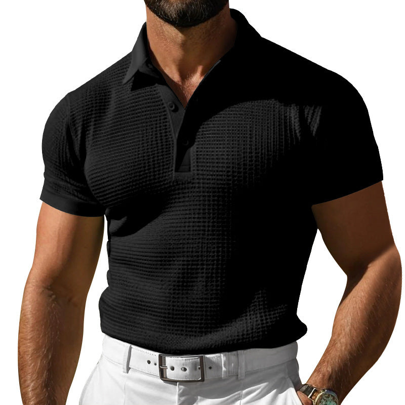 Men's structured piqué polo shirt made of cotton blend with reinforced polo collar StylebySassy