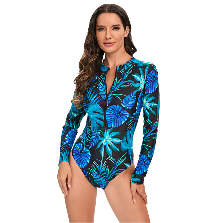 Women's Long Sleeve Swimsuit with Floral Pattern StylebySassy