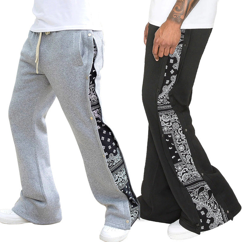 Men's sweatpants with side snap button placket and bandana side insert StylebySassy