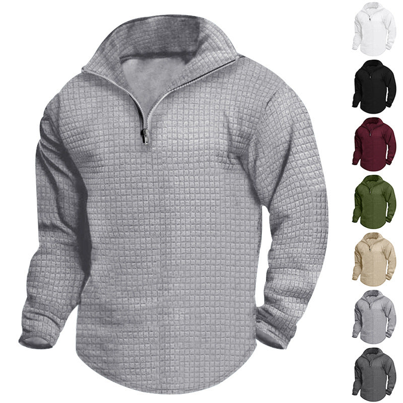 Men's stand-up collar sweatshirt with square structure and short front zip StylebySassy