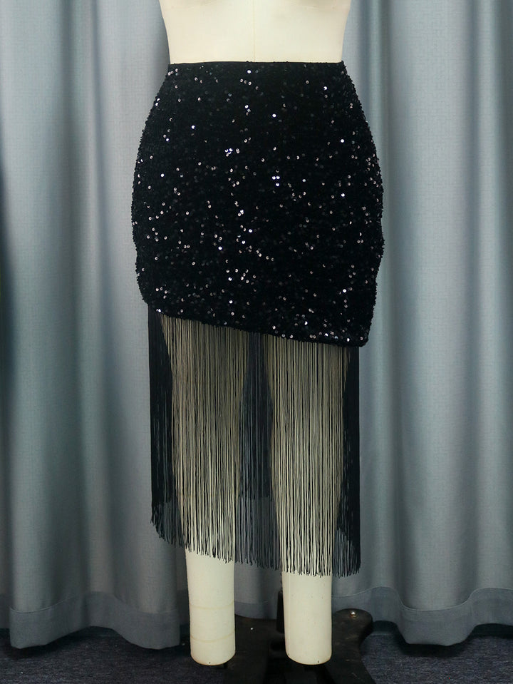 Ladies glamorous skirt with sequins and fringes StylebySassy