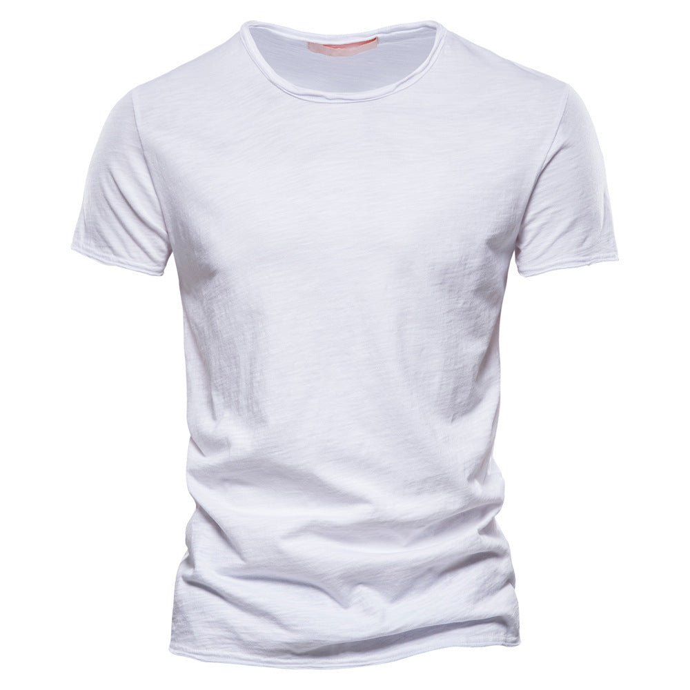 Men's light cotton jersey short-sleeve shirt with V-neck and slim fit StylebySassy