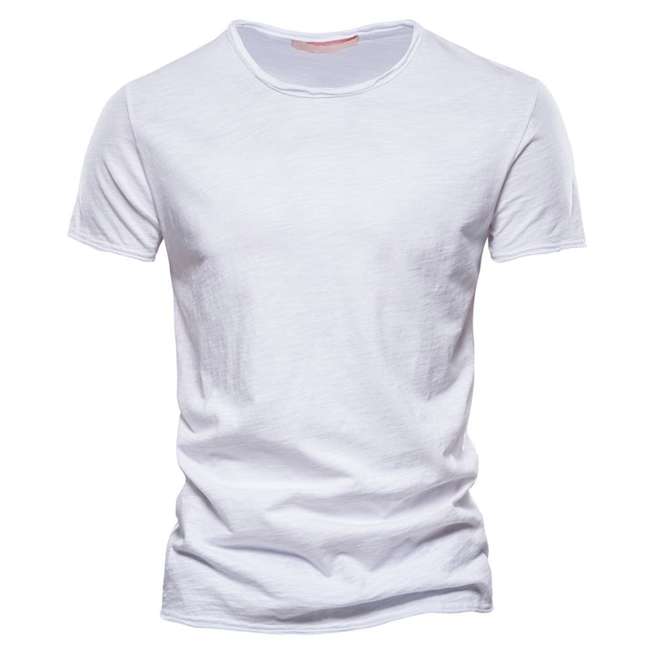 Men's light cotton jersey short-sleeve shirt with V-neck and slim fit StylebySassy