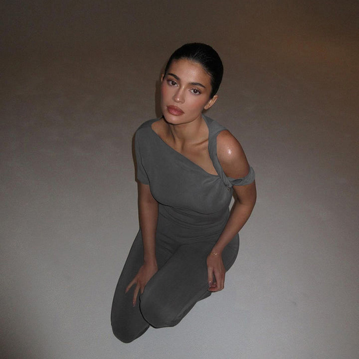 Women Trendy Jumpsuit with Asymmetrical Design and Elegant Strap