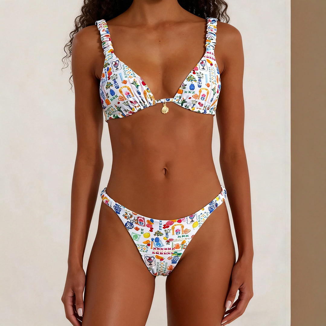 Women's Triangle Bikini with Decorative Ruffles StylebySassy