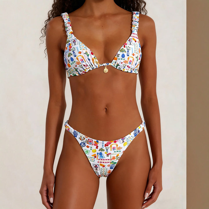 Women's Triangle Bikini with Decorative Ruffles StylebySassy