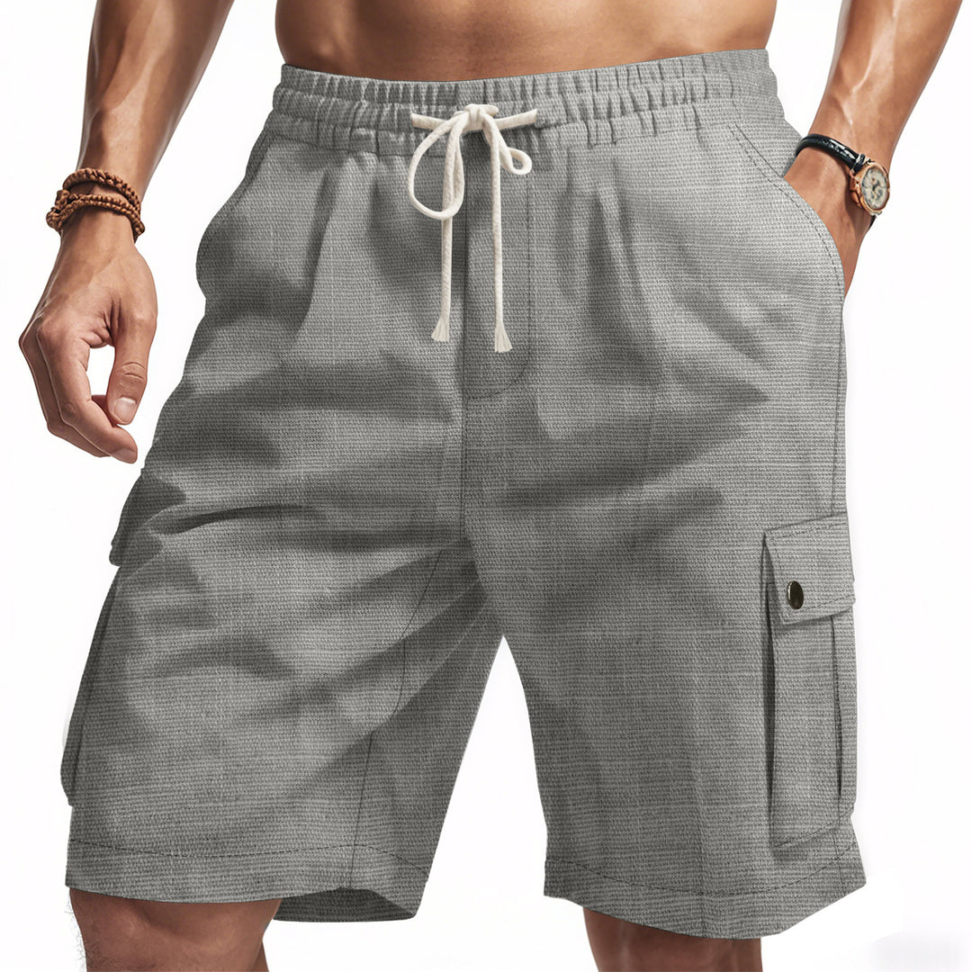 Men's casual cargo Bermuda shorts with elastic waistband and drawstring StylebySassy