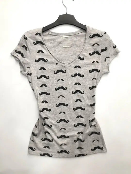 Women’s T-Shirt with Creative Mustache Design StylebySassy