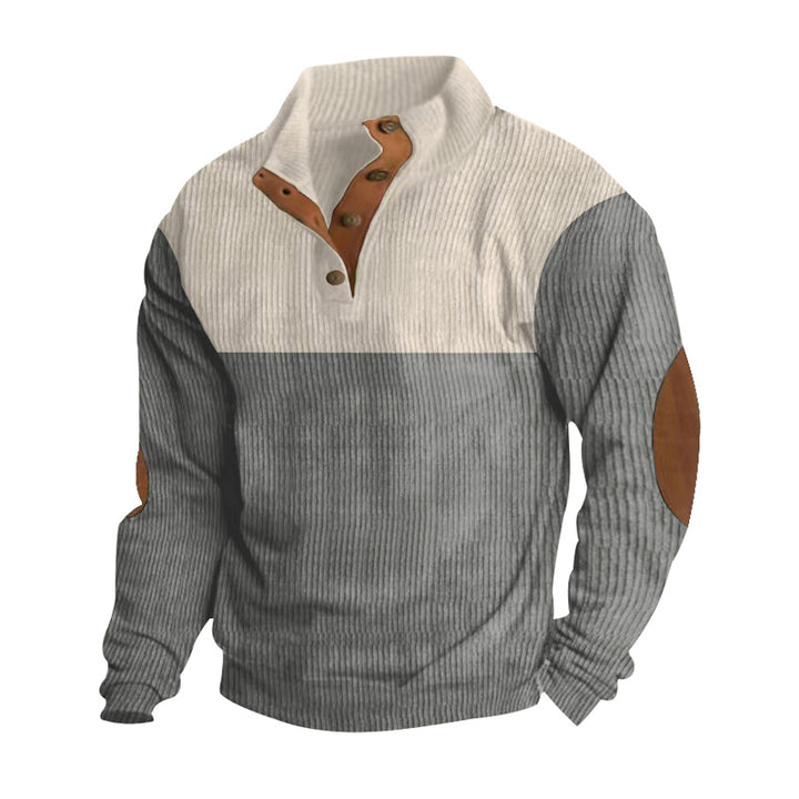 Men's nan Troyer knitted sweater with ribbed structure and elbow patches StylebySassy