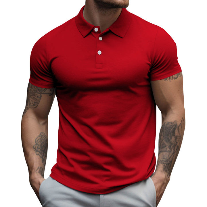 Men's tailored elastic piqué polo shirt with classic collar StylebySassy