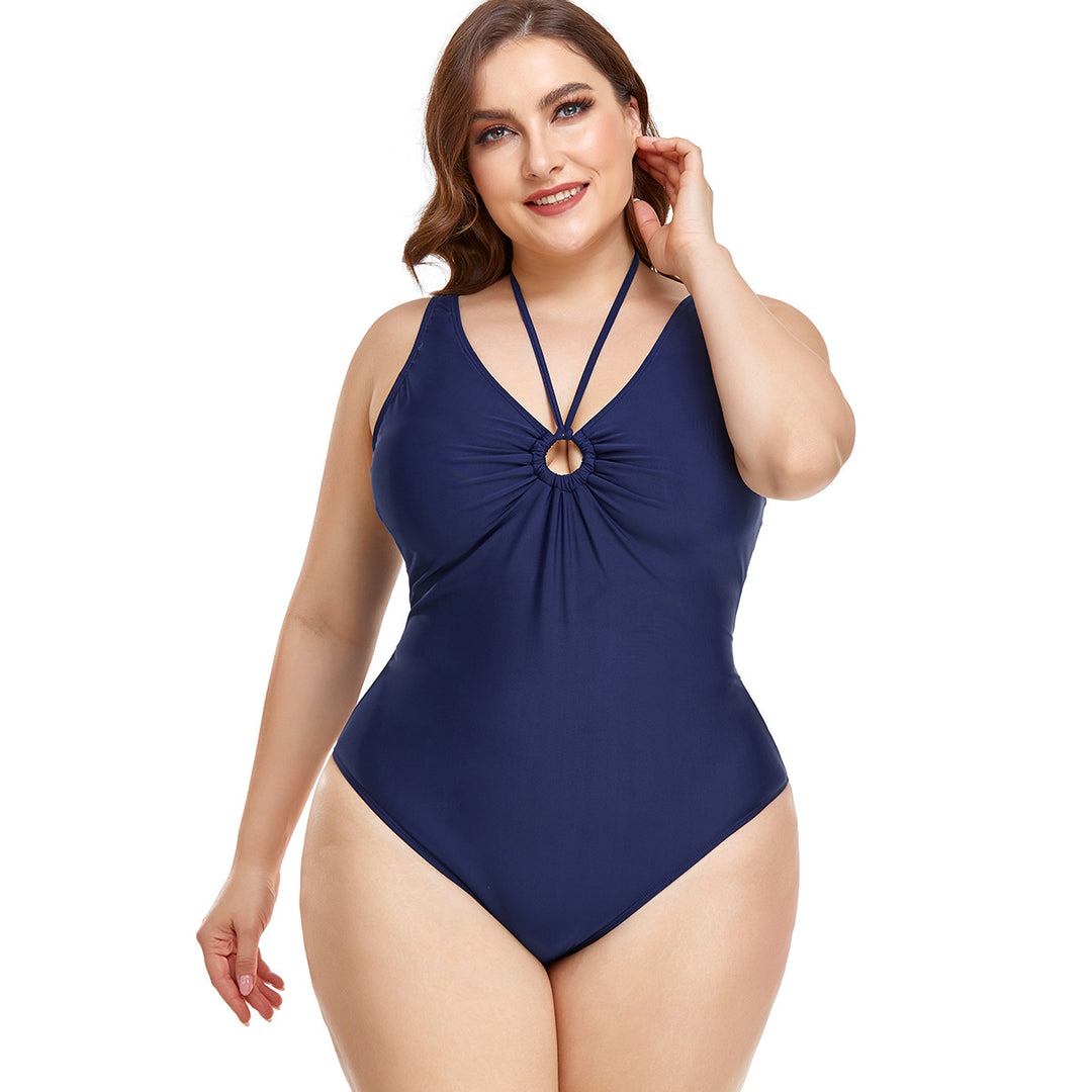 Women Elegant High-Cut One-Piece Swimsuit with Fashionable Ring Detail StylebySassy