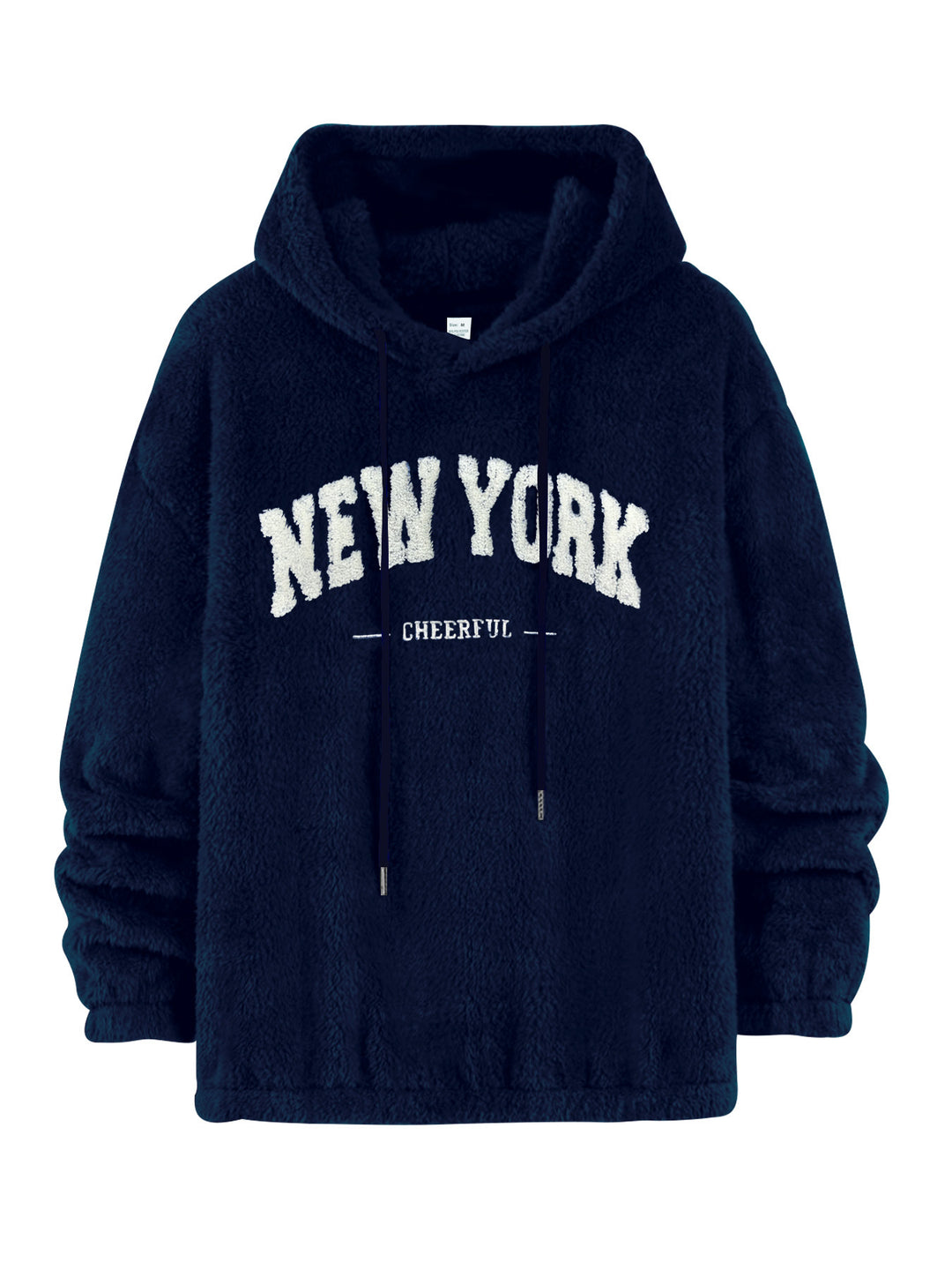 Unisex nan cozy plush hoodie with chenille logo, hood and elastic hem StylebySassy