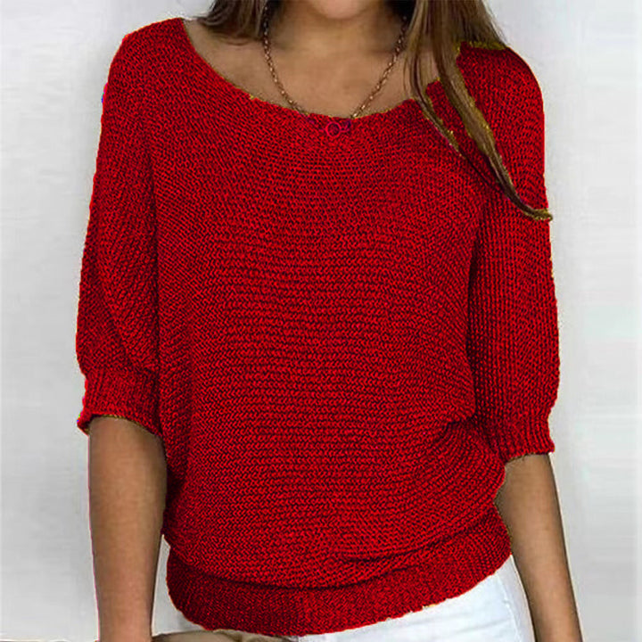 Women's Batwing Sleeve Sweater with Textured Pattern