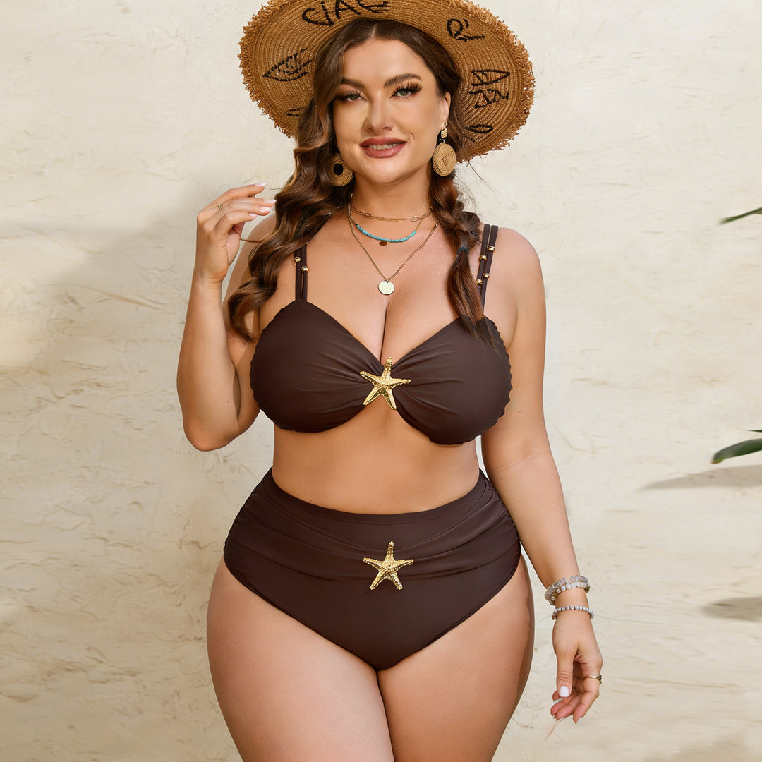 Women's High-Waist Bikini Set with Elegant Star Application StylebySassy
