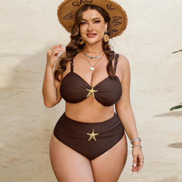 Women's High-Waist Bikini Set with Elegant Star Application StylebySassy