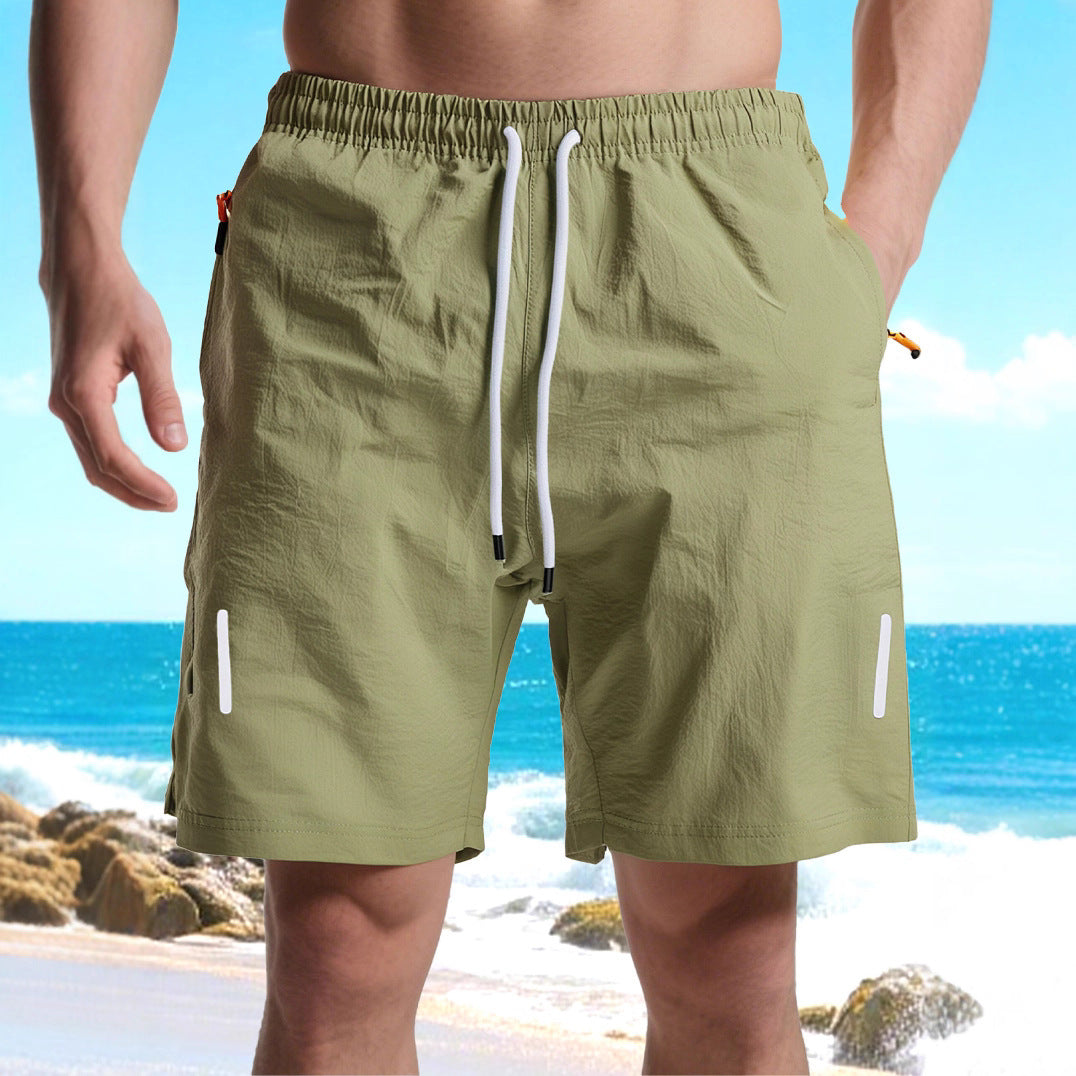 Men's nan ultralight quick-drying sports and swim shorts with elastic waistband drawstring zipper pocket and reflective detail StylebySassy