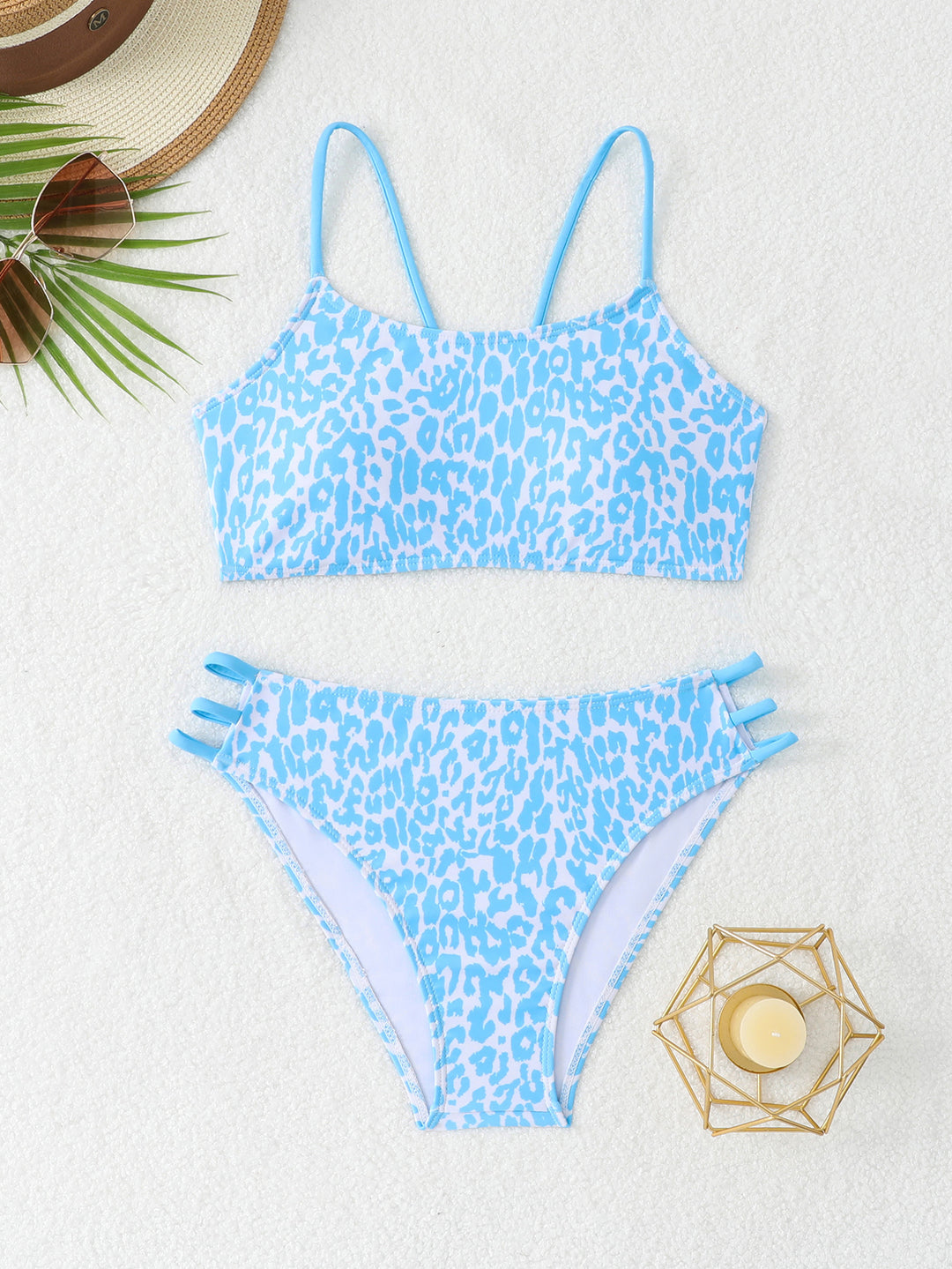 Women's Leopard Print Bikini Set with Sporty Details StylebySassy