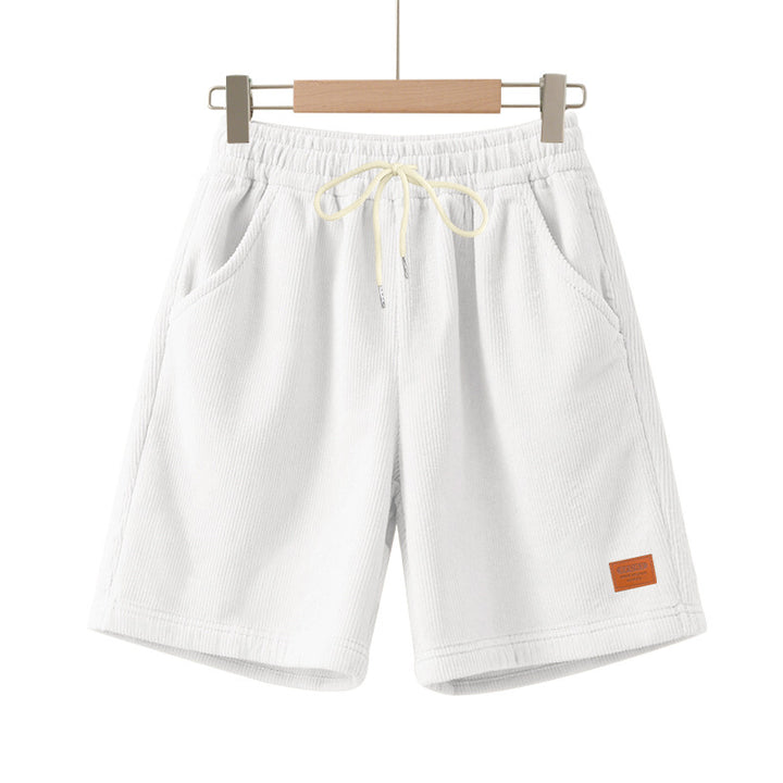 Men's casual Bermuda shorts made of finely structured cotton blend with elastic waistband and drawstring StylebySassy