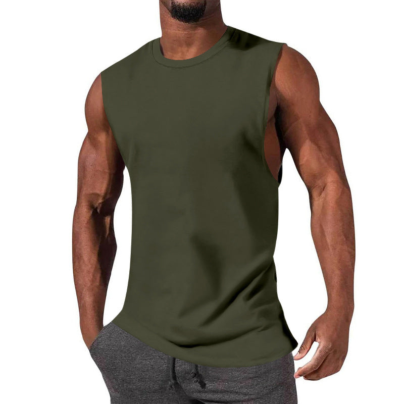 Men's athletic tank top with extra deep arm cut and elastic cotton blend StylebySassy