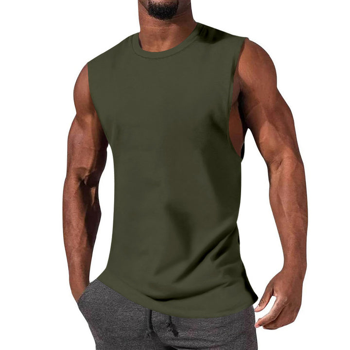 Men's athletic tank top with extra deep arm cut and elastic cotton blend StylebySassy