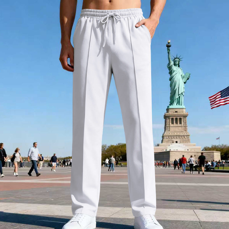 Men's elegant sweatpants with crease straight leg and drawstring StylebySassy