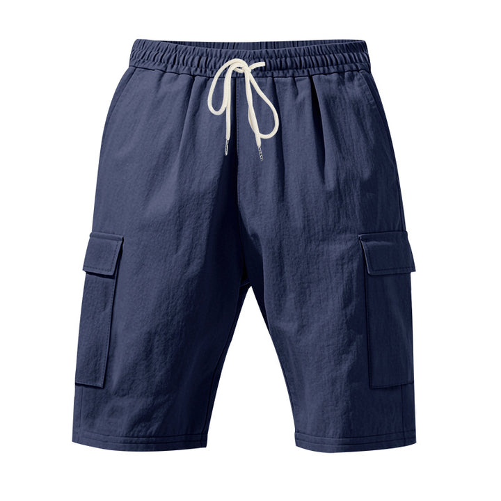 Men's travel and outdoor bermuda shorts with elastic drawstring waistband, security inner pocket and front flap pockets StylebySassy