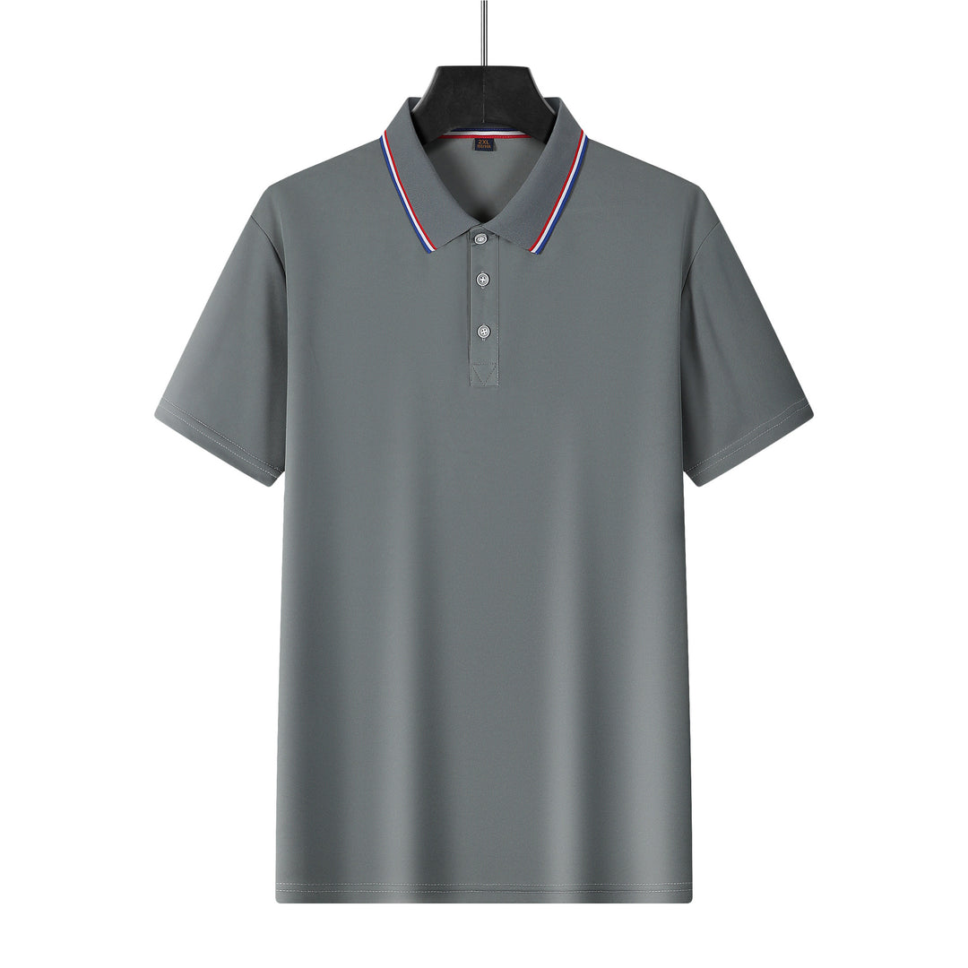 Men's breathable piqué polo with contrast stripes on the collar StylebySassy