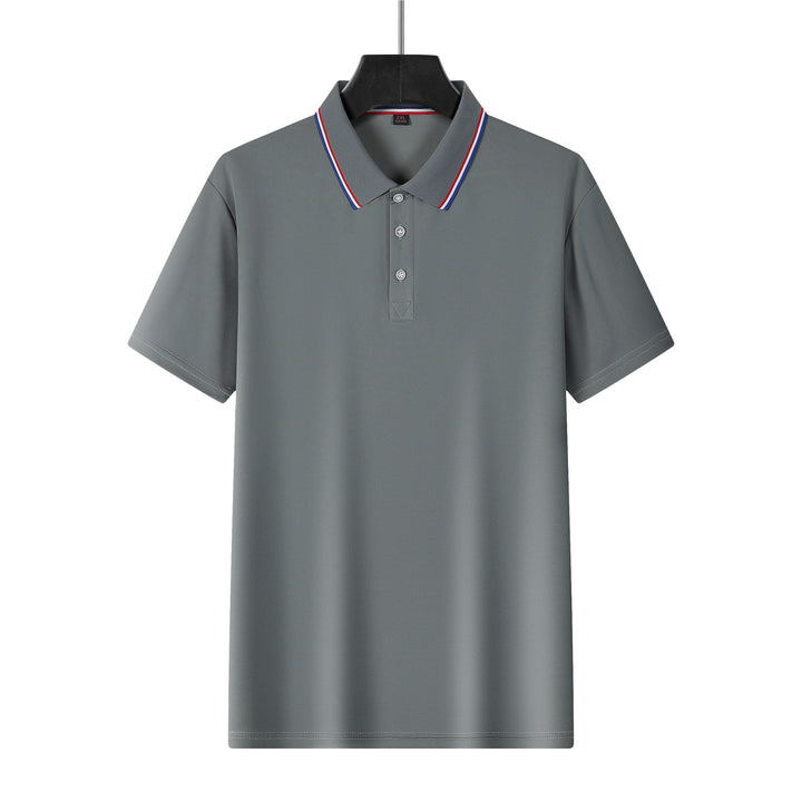 Men's breathable piqué polo with contrast stripes on the collar StylebySassy