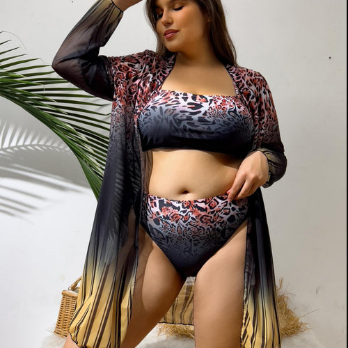 Women's bikini set with elegant wrap skirt and trendy leopard pattern StylebySassy
