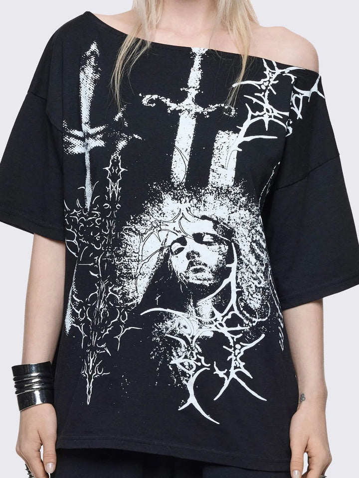 Women's Oversized T-Shirt with Creative Graphic Design StylebySassy