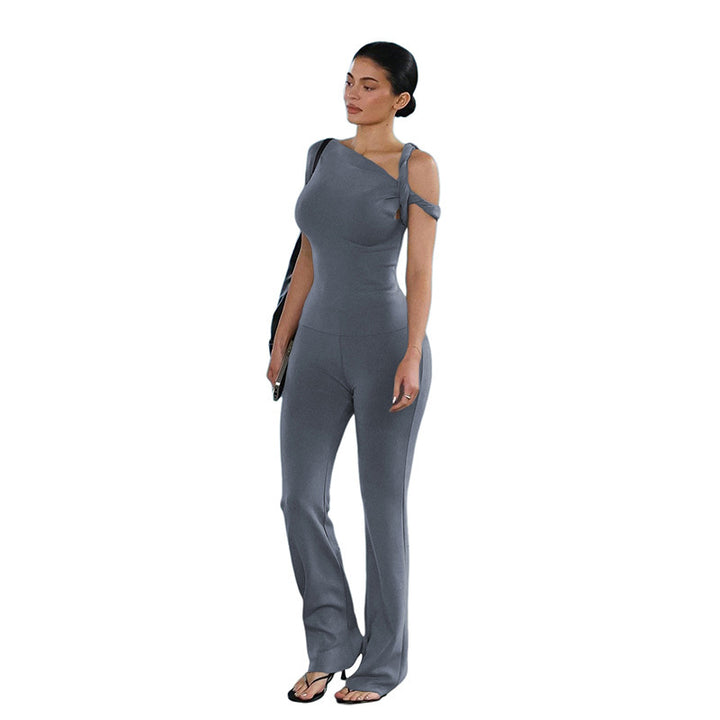Women Trendy Jumpsuit with Asymmetrical Design and Elegant Strap