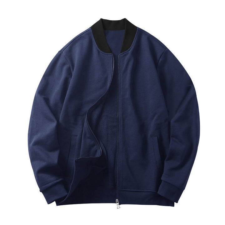 Men's sporty-elegant sweat jacket in bomber style with contrast collar and two-way zipper StylebySassy
