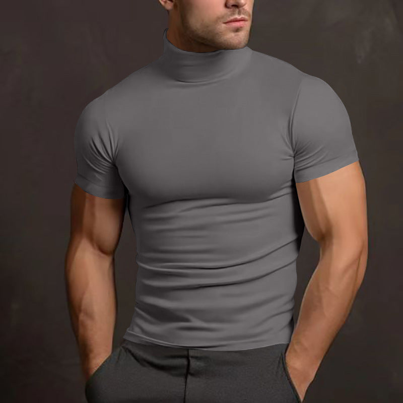 Men's fitted elastic short sleeve roll neck top StylebySassy