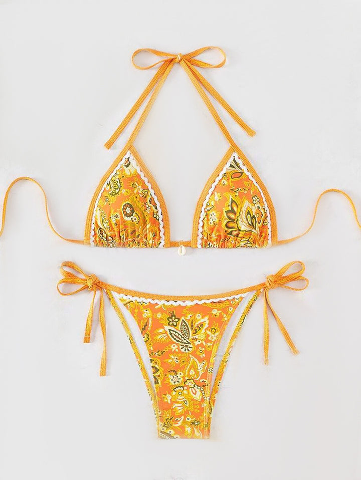 Ladies Triangle Bikini with Floral Vintage Pattern StylebySassy