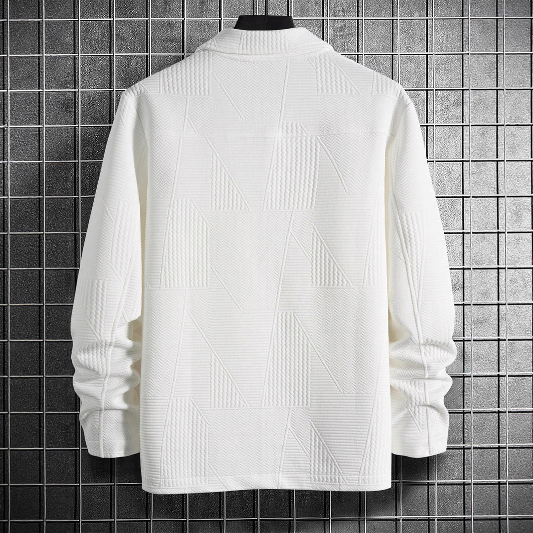 Men's structured shirt jacket in patchwork relief with shirt collar StylebySassy
