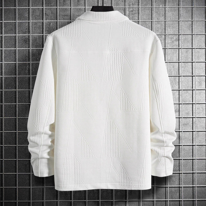 Men's structured shirt jacket in patchwork relief with shirt collar StylebySassy