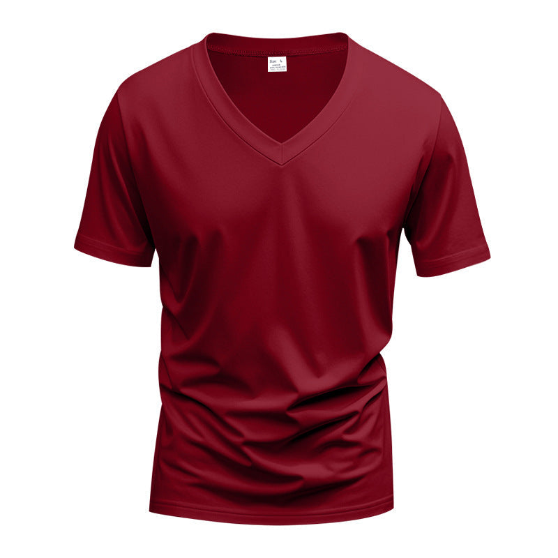 Men's V-Neck T-Shirt made of breathable cotton blend with modern cut StylebySassy