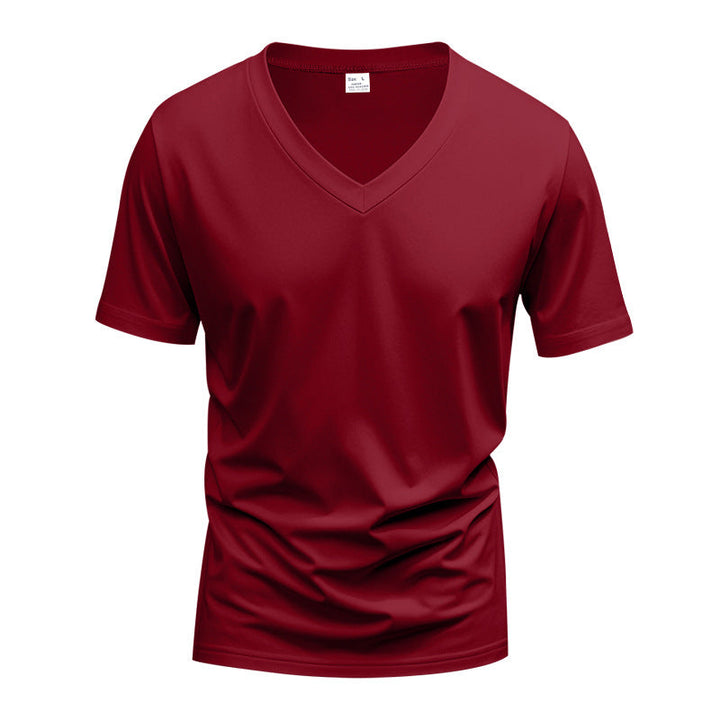 Men's V-Neck T-Shirt made of breathable cotton blend with modern cut StylebySassy