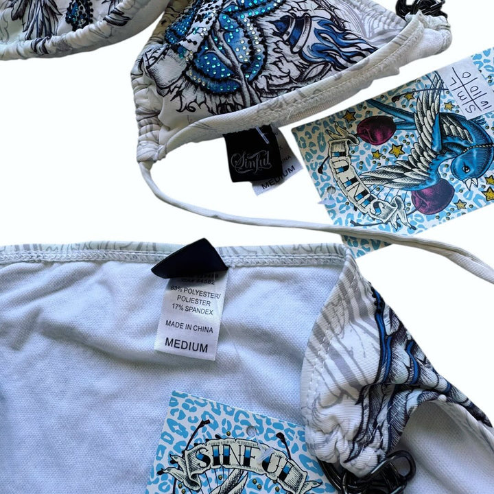 Women's triangle bikini with elaborate graphic design and stylish details StylebySassy