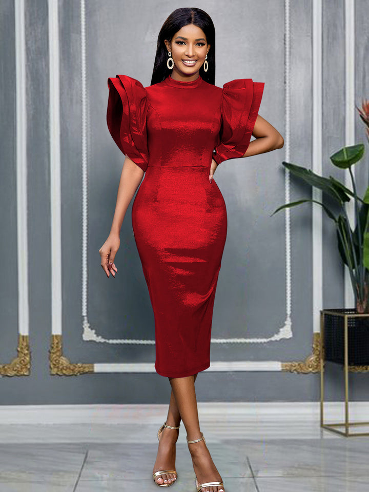 Ladies Elegant Dress with Voluminous Puff Sleeves StylebySassy