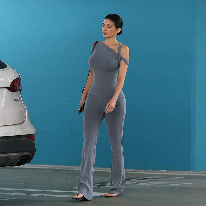 Women Trendy Jumpsuit with Asymmetrical Design and Elegant Strap
