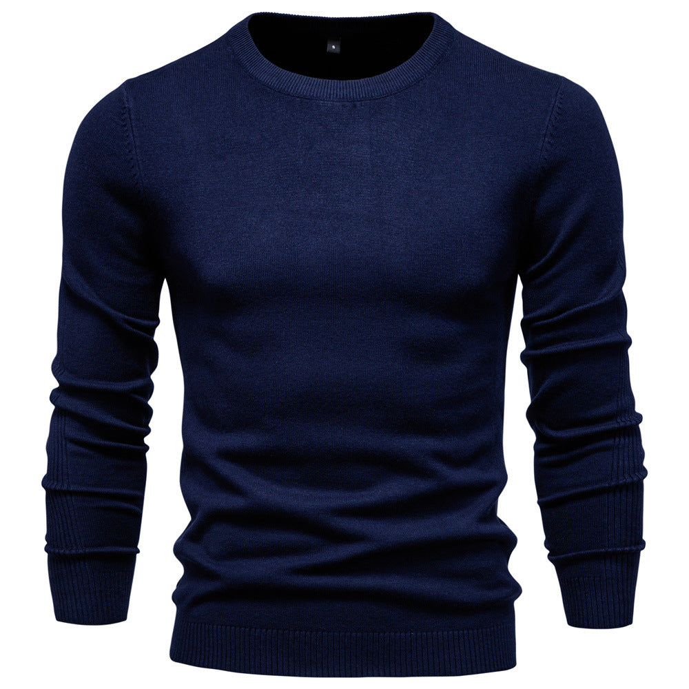 Men's nano minimalist round neck fine knit with flat shoulder seam and ribbed cuffs StylebySassy